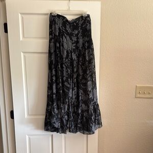 Free People Black and Gray Ruffled Maxi Skirt